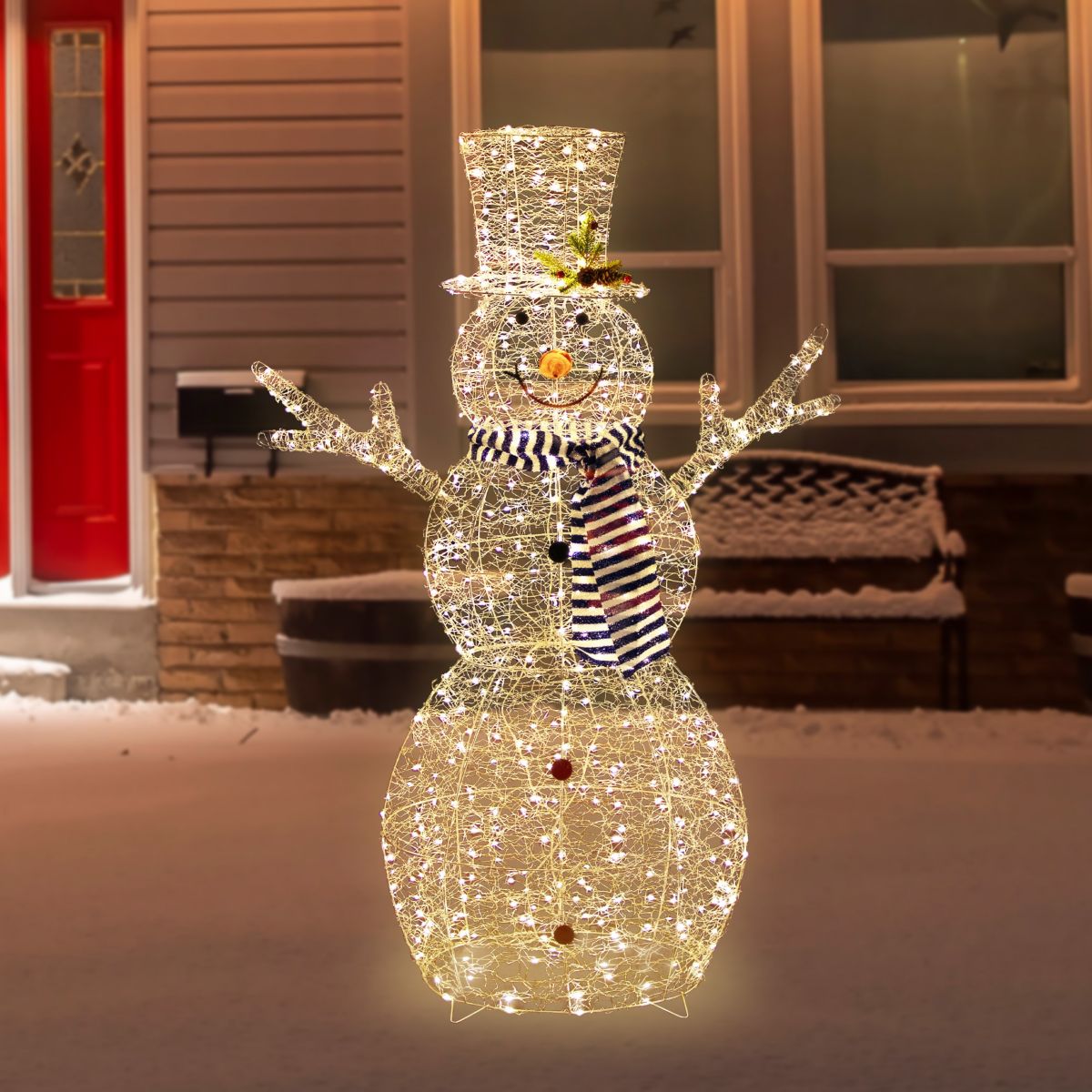 48" LED Lighted Silver Mesh Snowman Outdoor Twinkling Christmas Decoration