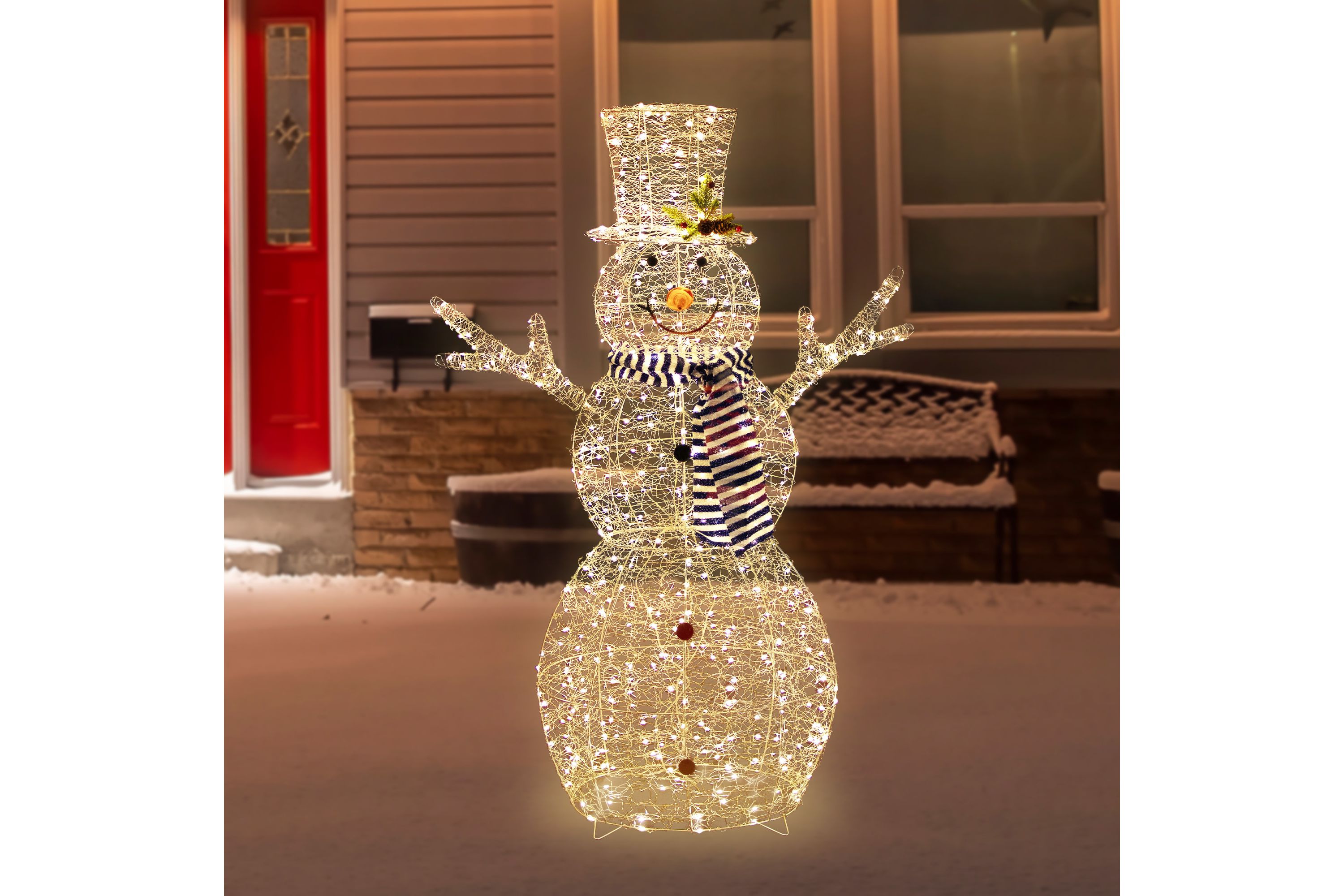 48" LED Lighted Silver Mesh Snowman Outdoor Twinkling Christmas Decoration