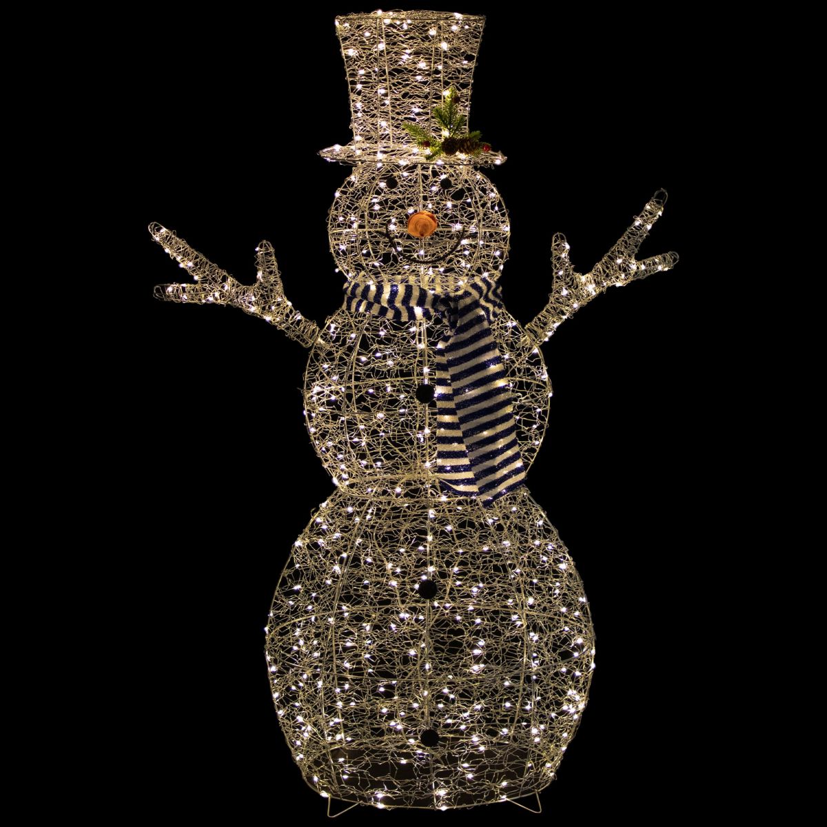 48" LED Lighted Silver Mesh Snowman Outdoor Twinkling Christmas Decoration