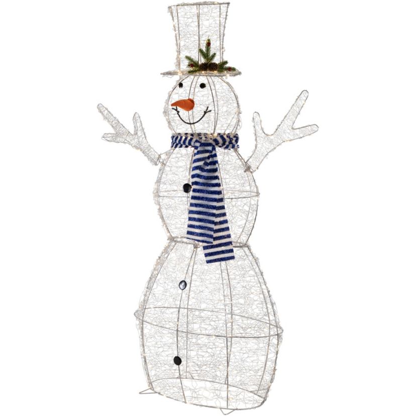 48" LED Lighted Silver Mesh Snowman Outdoor Twinkling Christmas Decoration