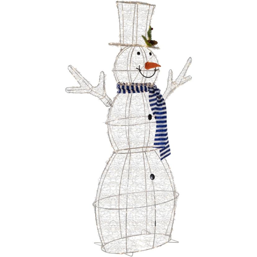 48" LED Lighted Silver Mesh Snowman Outdoor Twinkling Christmas Decoration