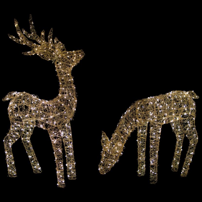 LED Lighted Twinkle Mesh Reindeer Outdoor Christmas Decoration - 37" - Set of 2