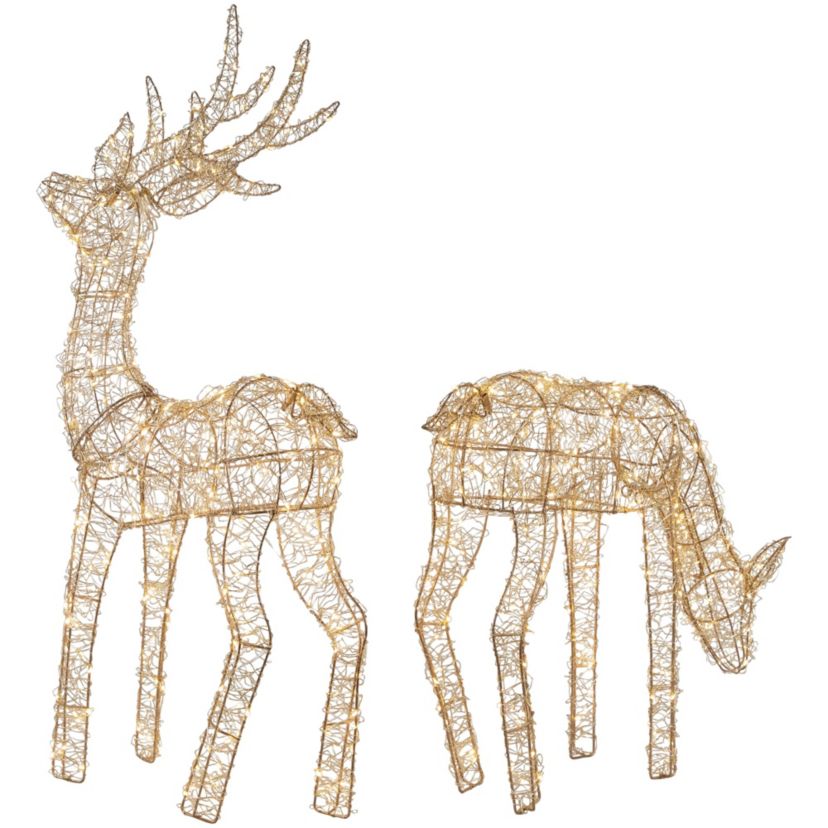 LED Lighted Twinkle Mesh Reindeer Outdoor Christmas Decoration - 37" - Set of 2