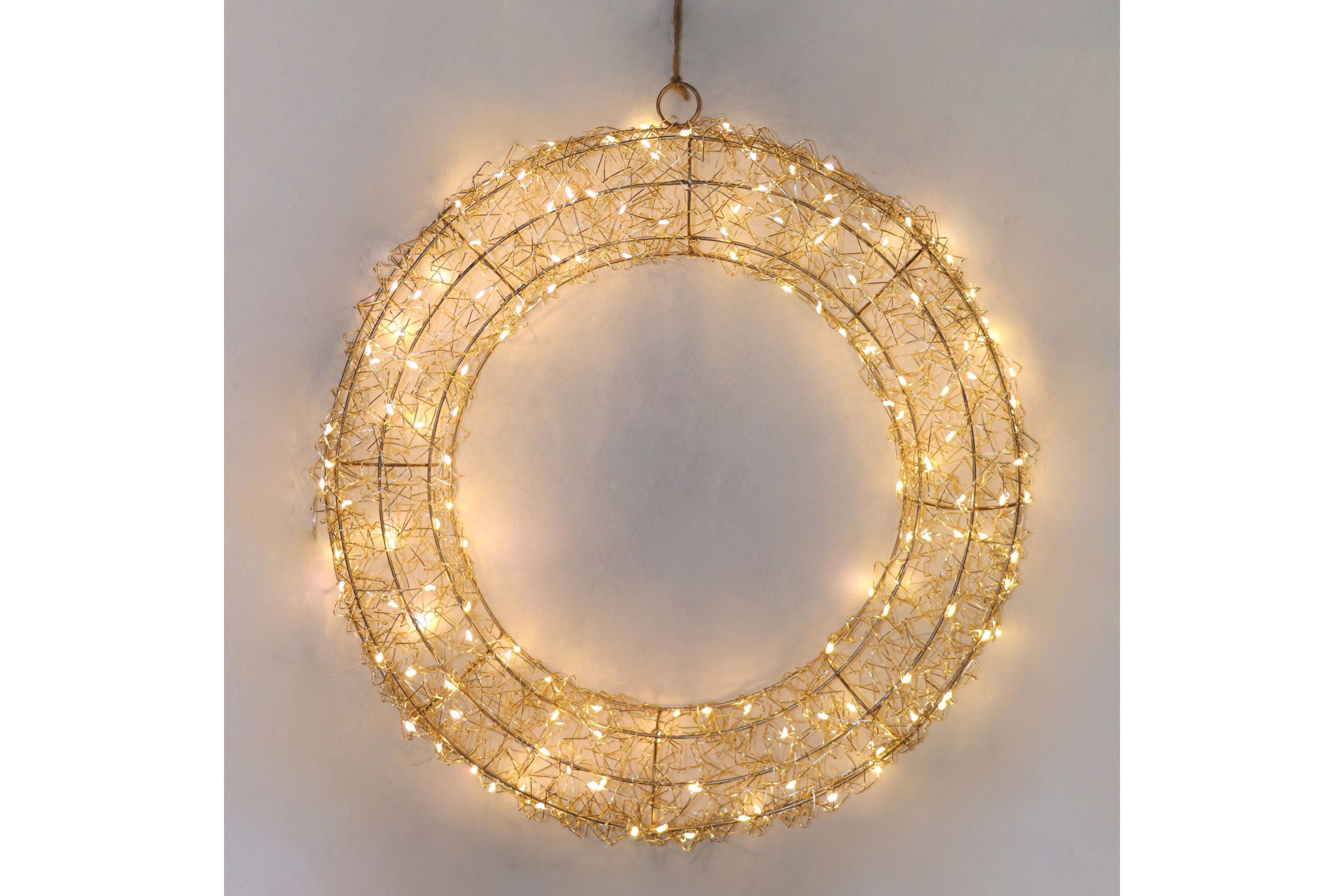 18inch LED Lighted Gold Wire Wreath Outdoor Christmas Decoration