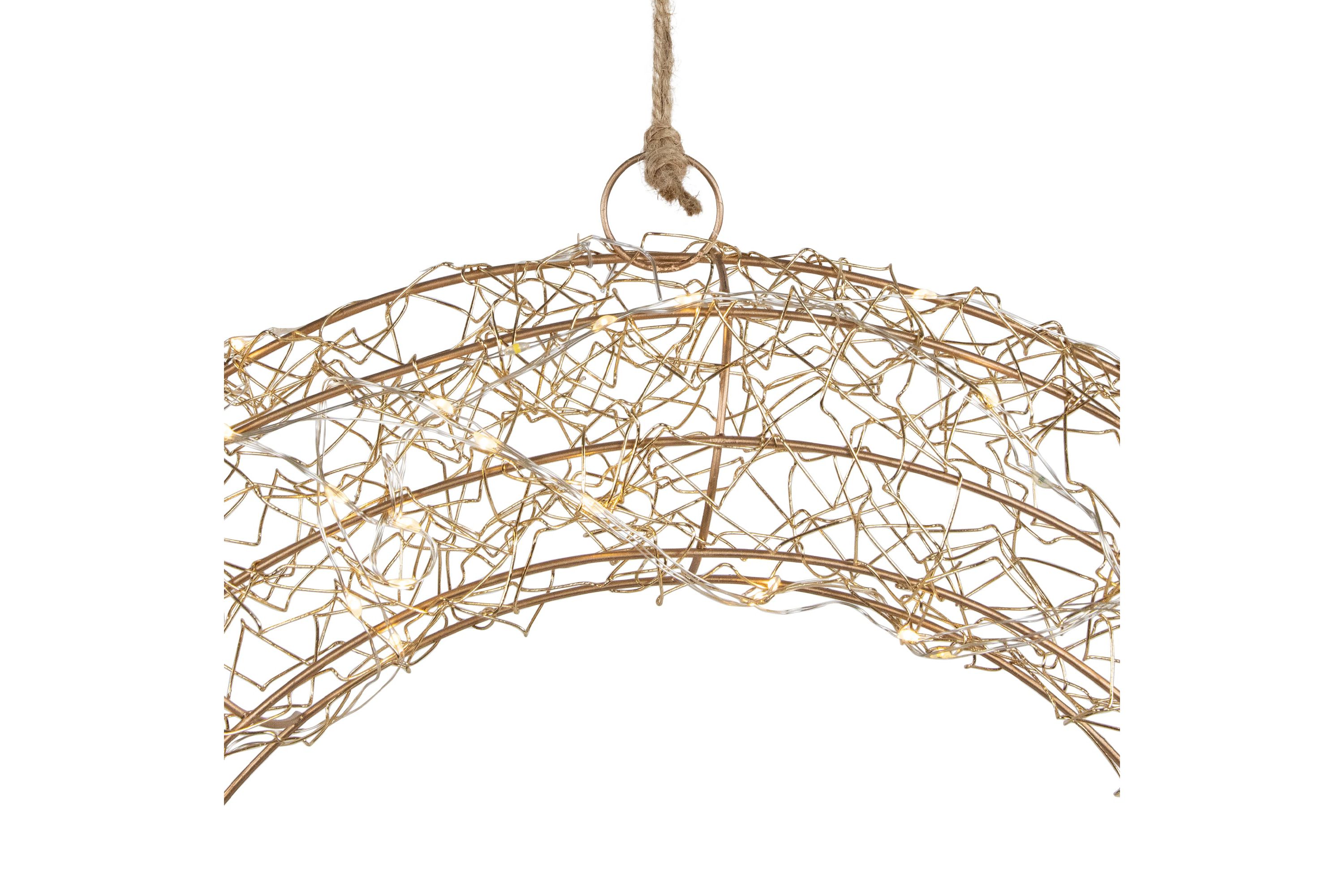 18inch LED Lighted Gold Wire Wreath Outdoor Christmas Decoration