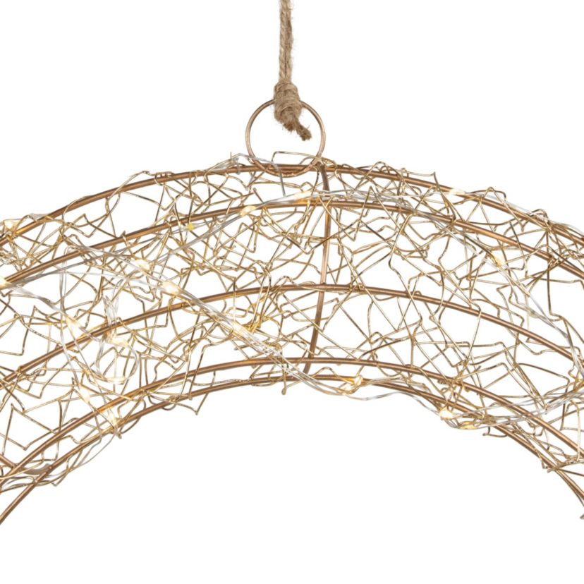 18inch LED Lighted Gold Wire Wreath Outdoor Christmas Decoration