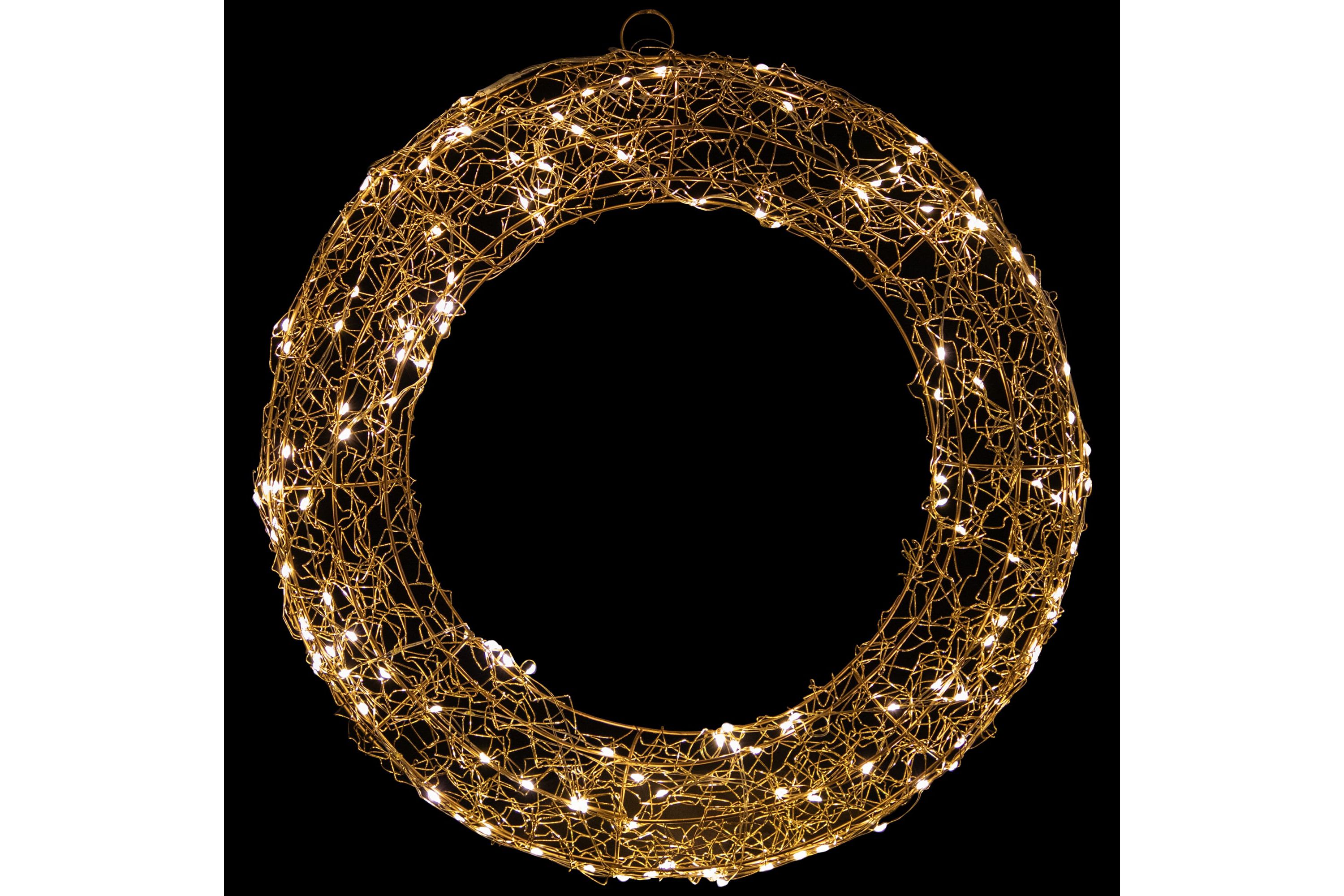 18inch LED Lighted Gold Wire Wreath Outdoor Christmas Decoration