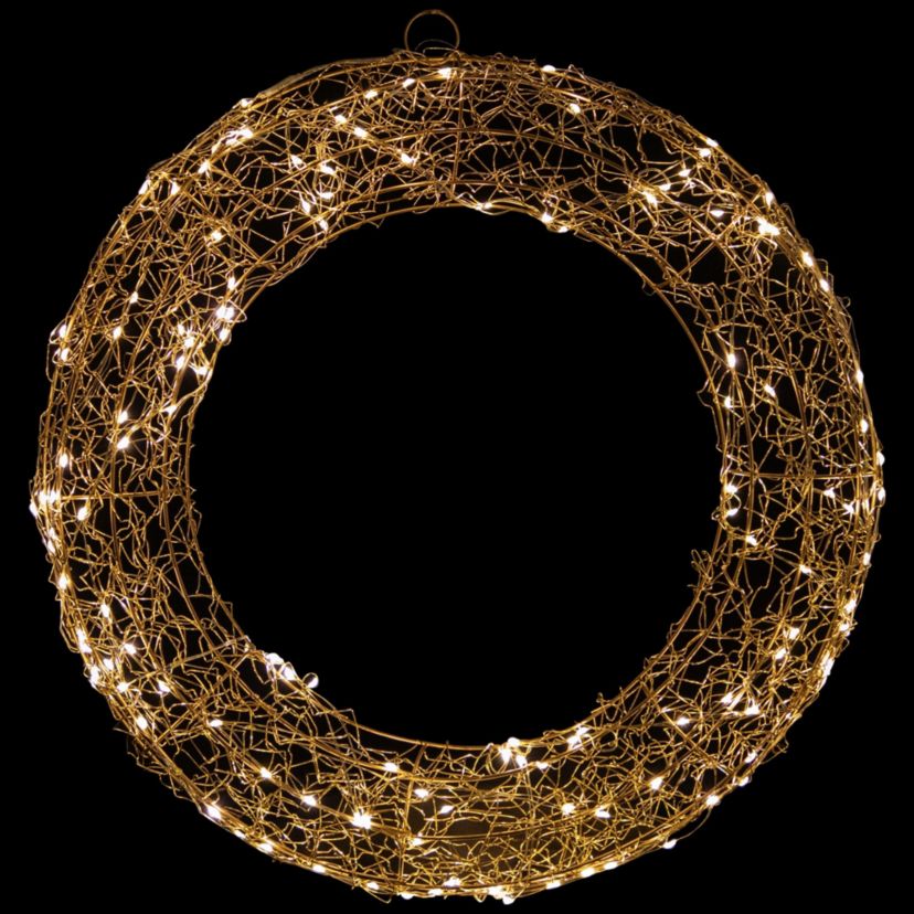 18inch LED Lighted Gold Wire Wreath Outdoor Christmas Decoration