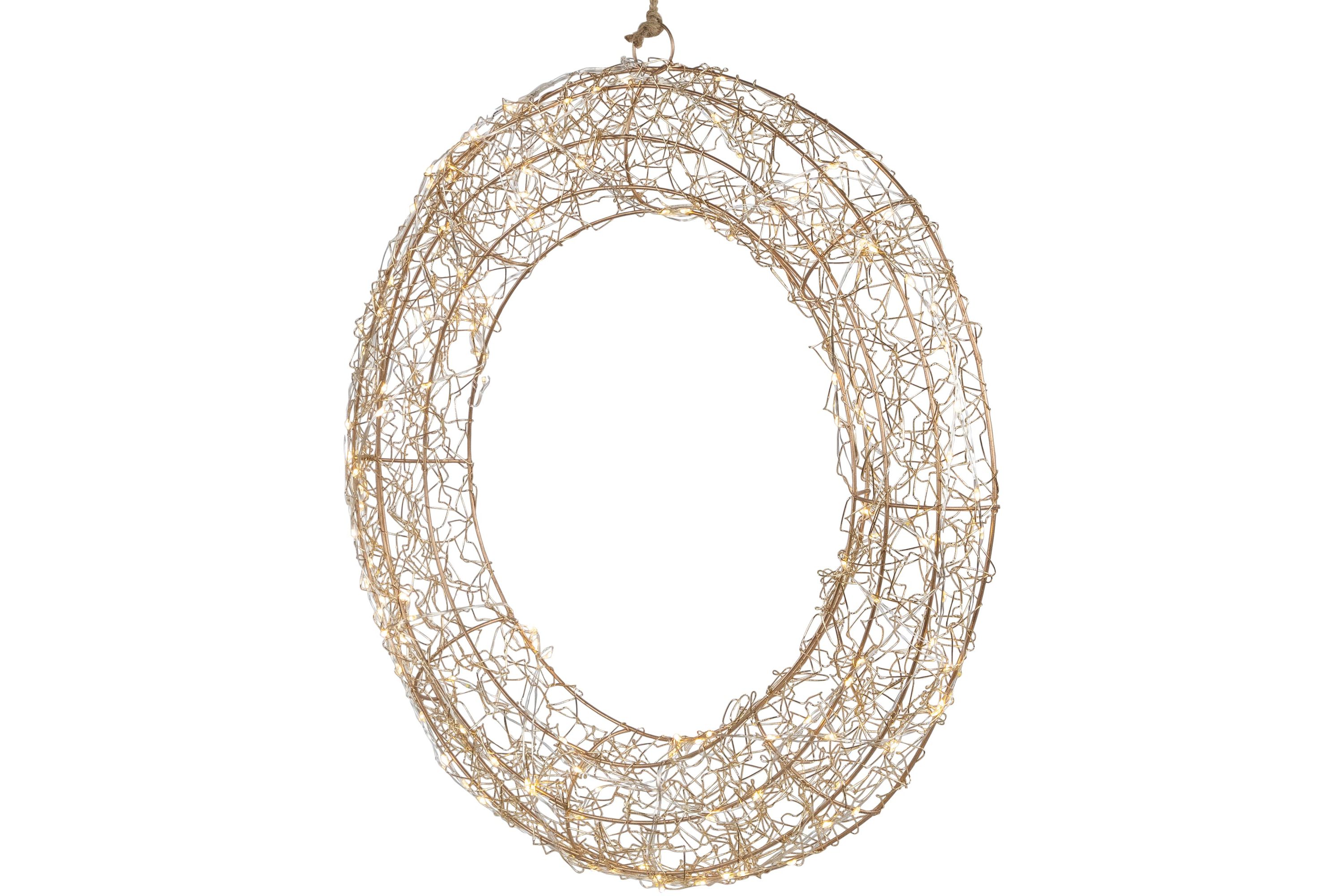18inch LED Lighted Gold Wire Wreath Outdoor Christmas Decoration