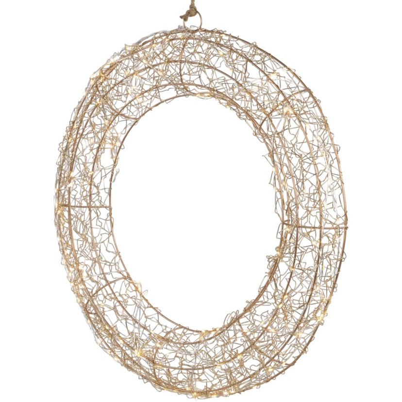 18inch LED Lighted Gold Wire Wreath Outdoor Christmas Decoration