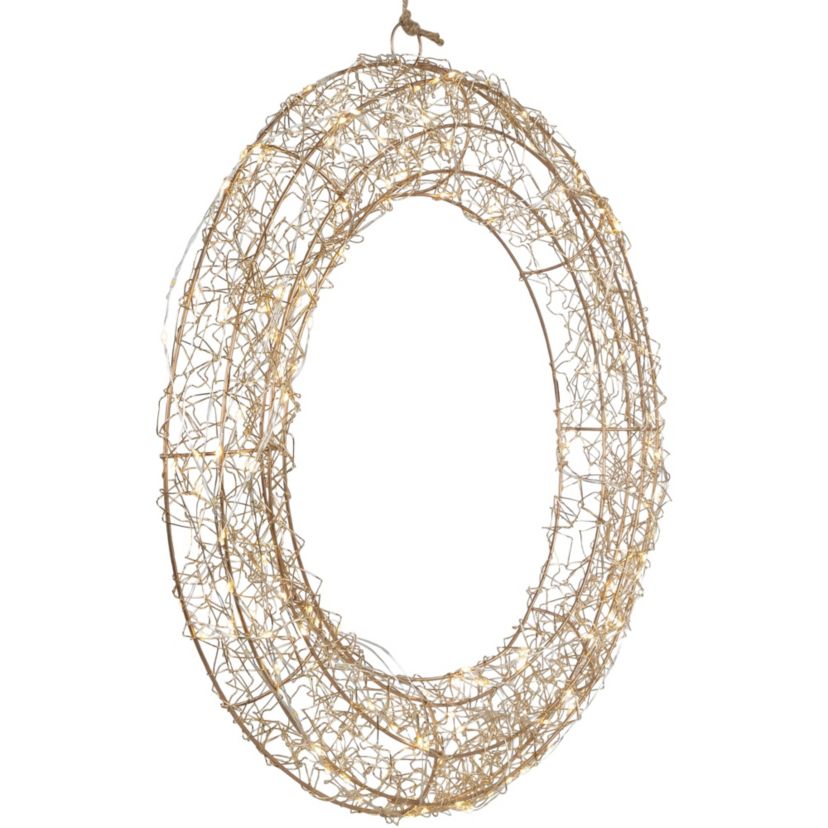 18inch LED Lighted Gold Wire Wreath Outdoor Christmas Decoration