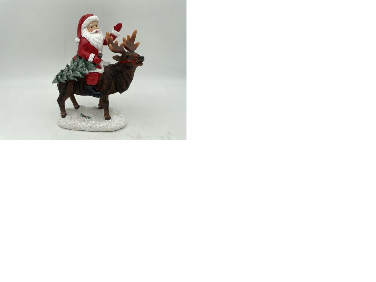 8.25inch Santa Claus Rides a Reindeer Christmas Figurine