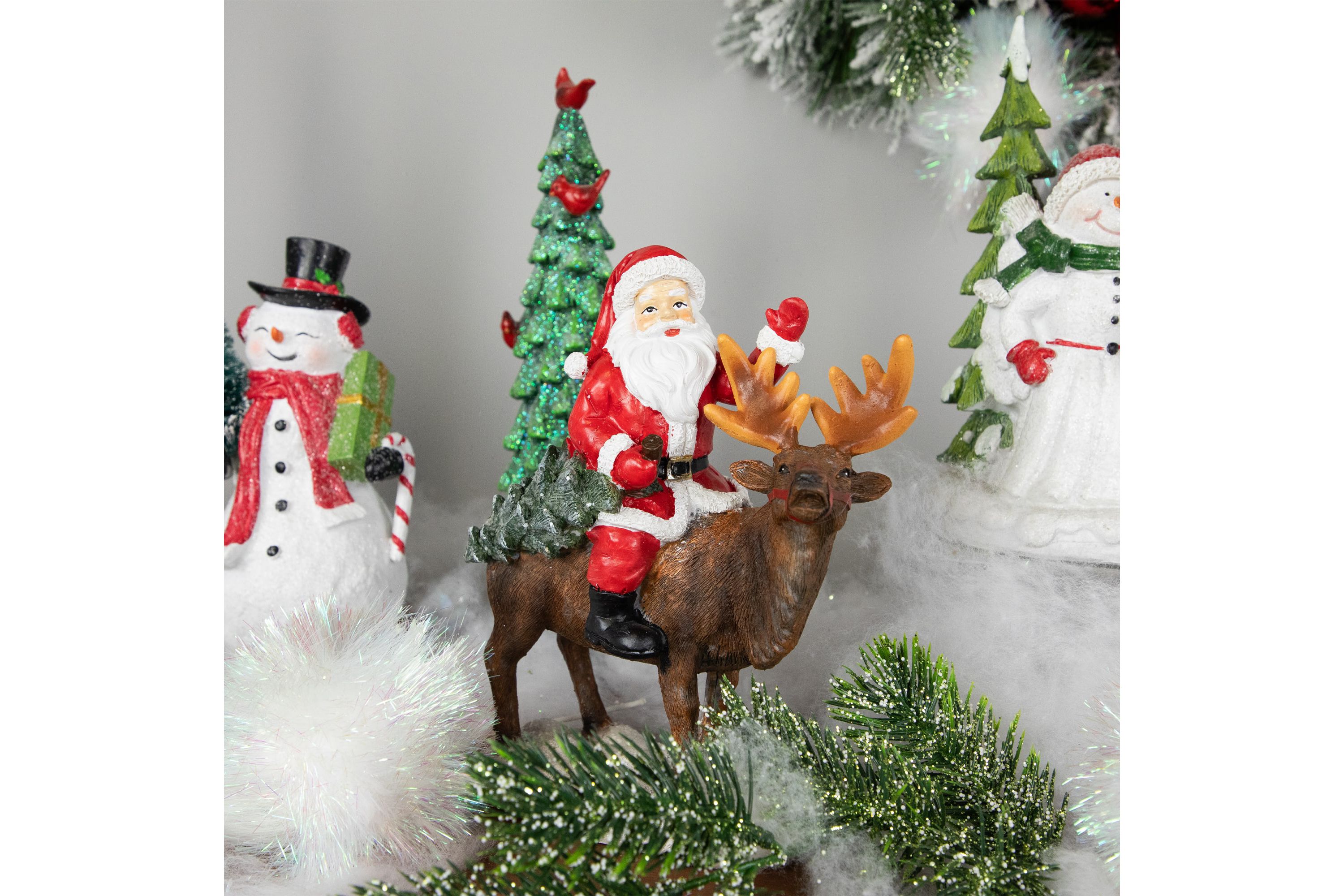 8.25inch Santa Claus Rides a Reindeer Christmas Figurine