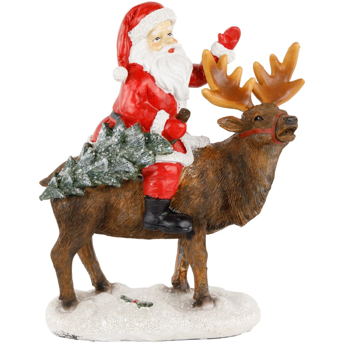 8.25inch Santa Claus Rides a Reindeer Christmas Figurine