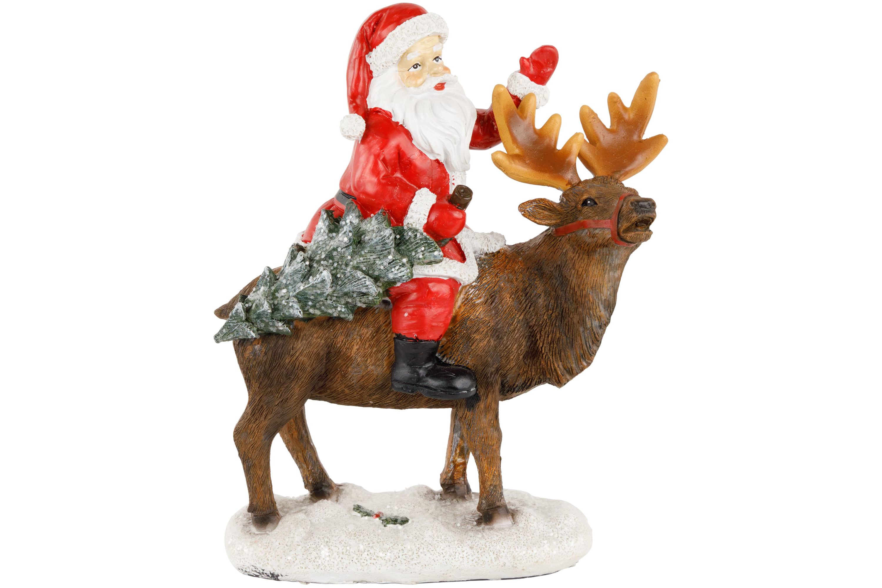 8.25inch Santa Claus Rides a Reindeer Christmas Figurine