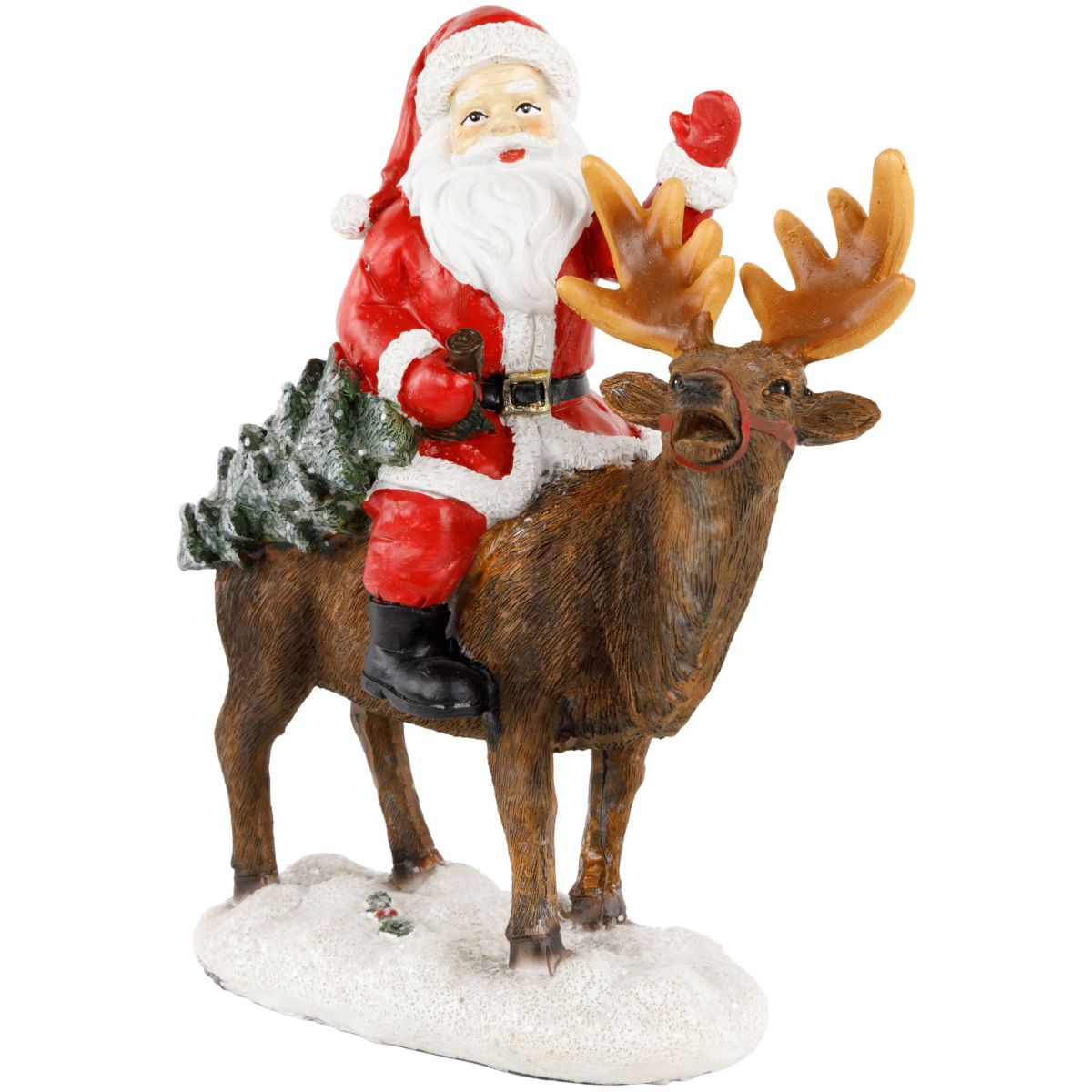 8.25inch Santa Claus Rides a Reindeer Christmas Figurine