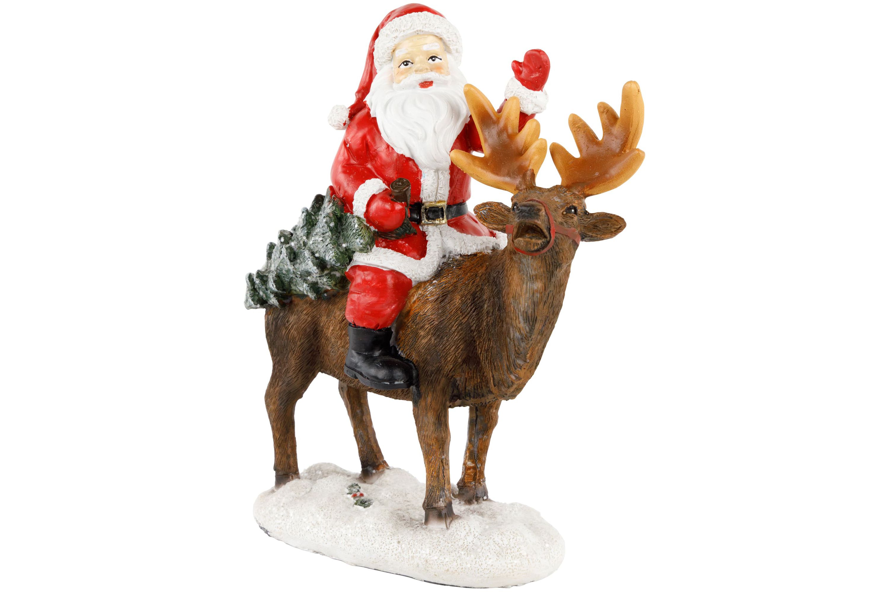 8.25inch Santa Claus Rides a Reindeer Christmas Figurine