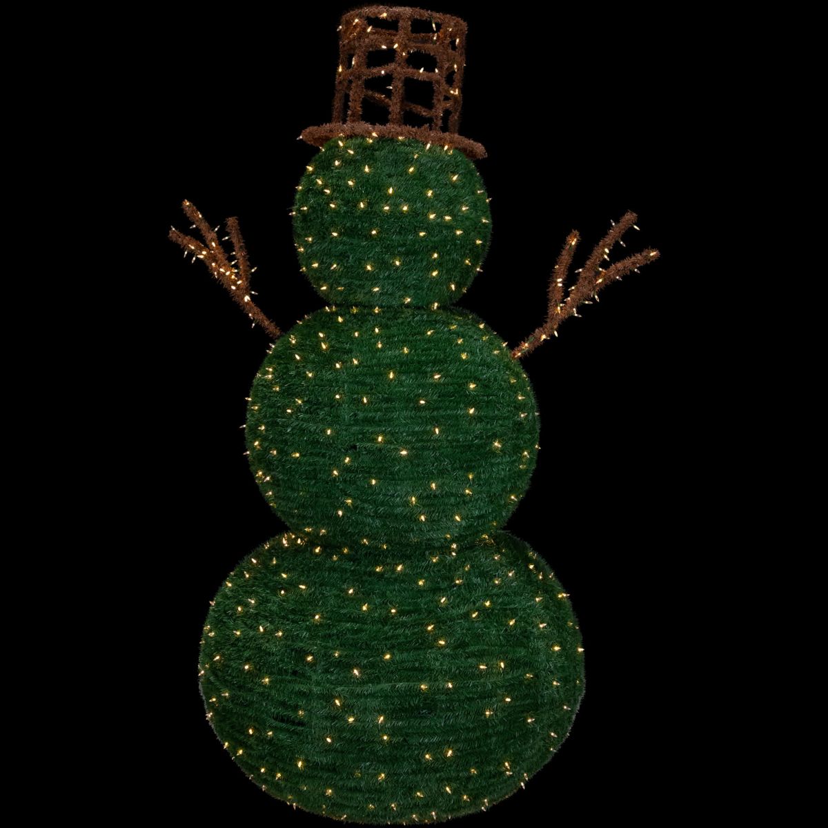 Lighted Commercial Topiary Snowman Outdoor Christmas Decoration - 6.5 - Warm White LED Lights