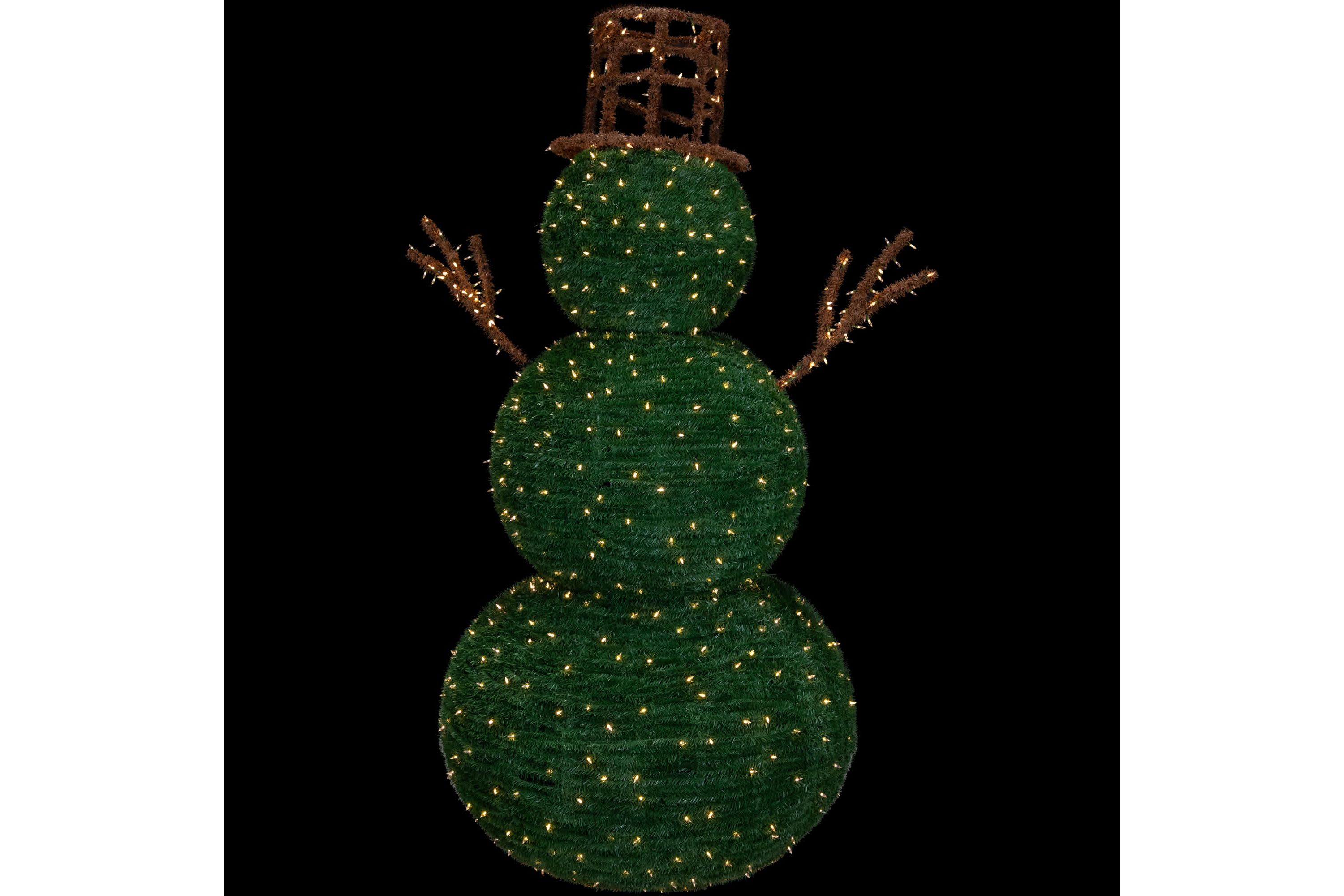 Lighted Commercial Topiary Snowman Outdoor Christmas Decoration - 6.5 - Warm White LED Lights