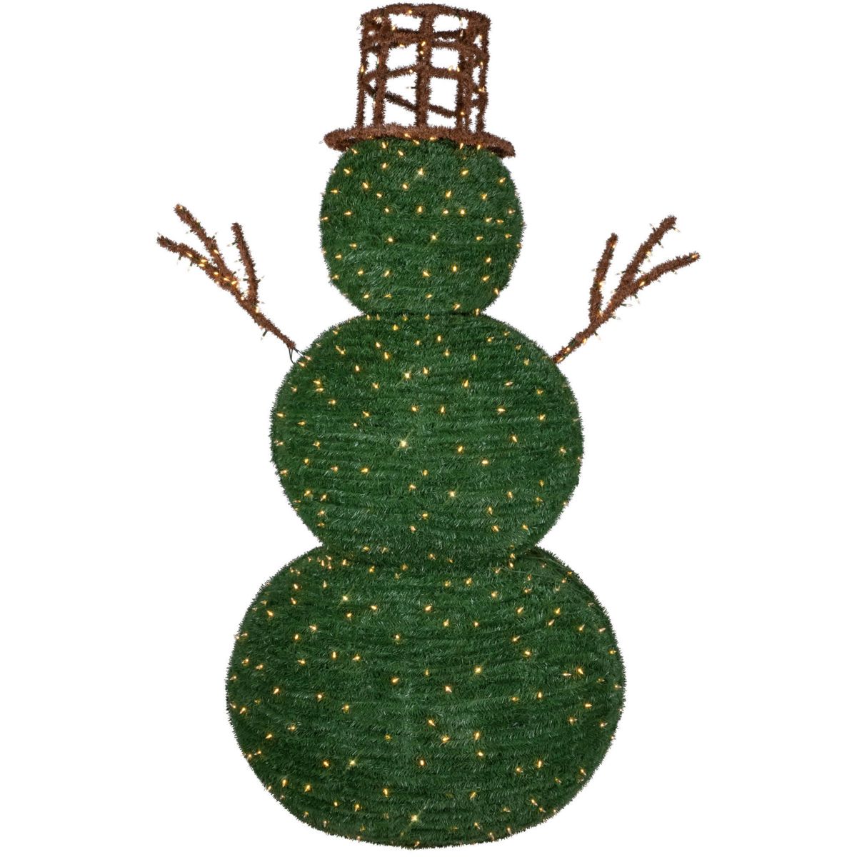 Lighted Commercial Topiary Snowman Outdoor Christmas Decoration - 6.5 - Warm White LED Lights