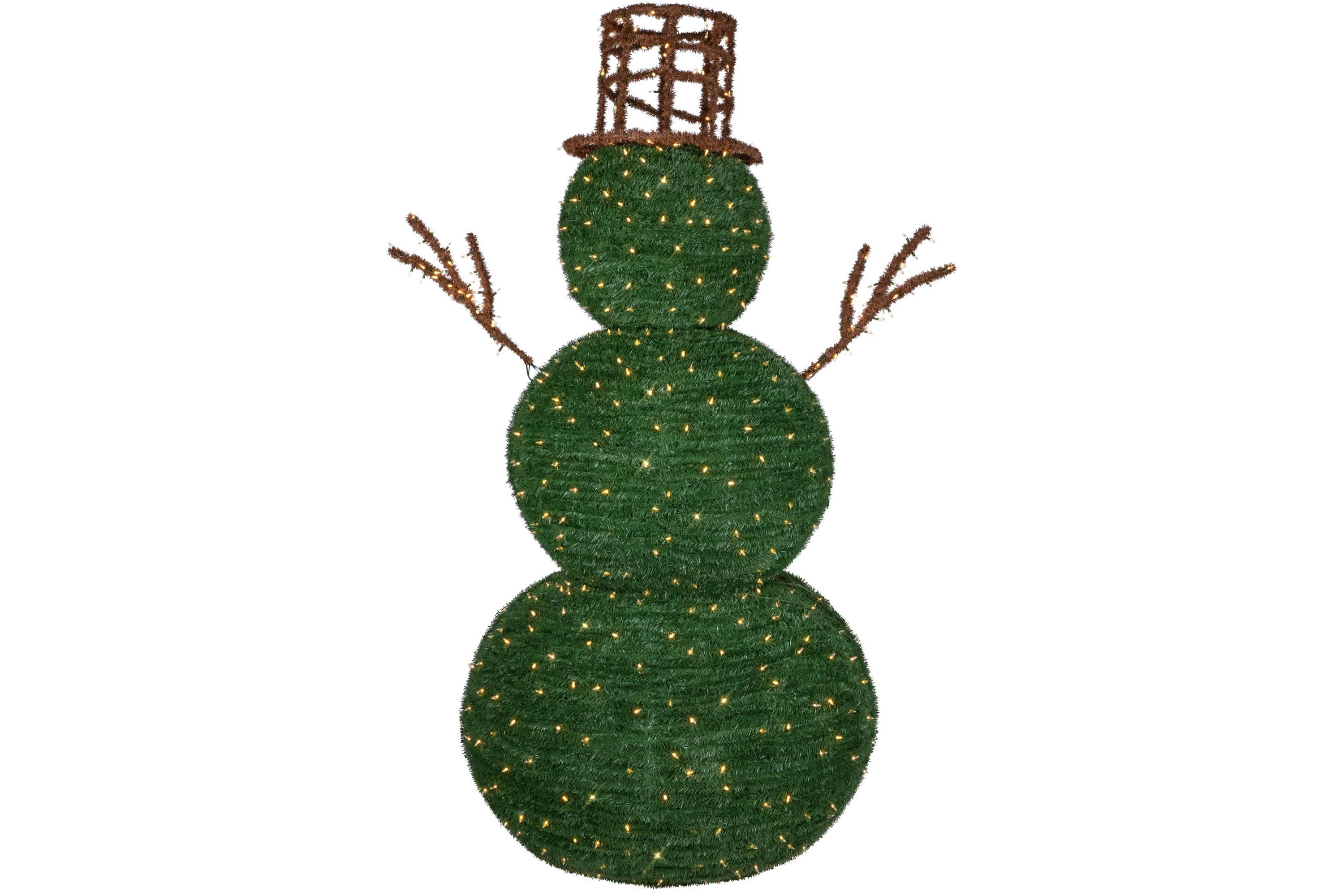 Lighted Commercial Topiary Snowman Outdoor Christmas Decoration - 6.5 - Warm White LED Lights
