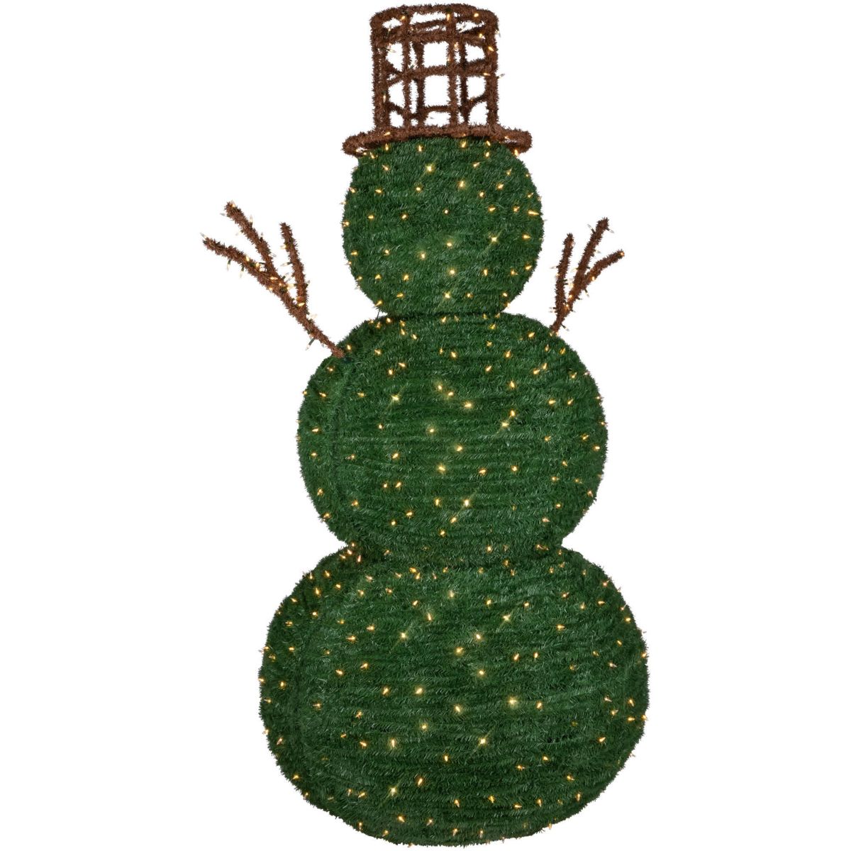 Lighted Commercial Topiary Snowman Outdoor Christmas Decoration - 6.5 - Warm White LED Lights