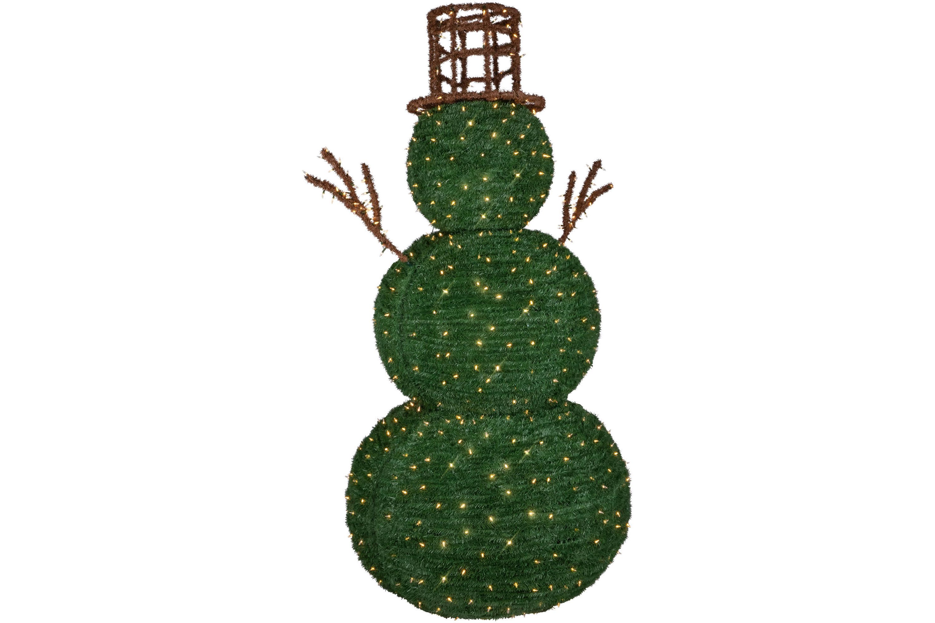 Lighted Commercial Topiary Snowman Outdoor Christmas Decoration - 6.5 - Warm White LED Lights