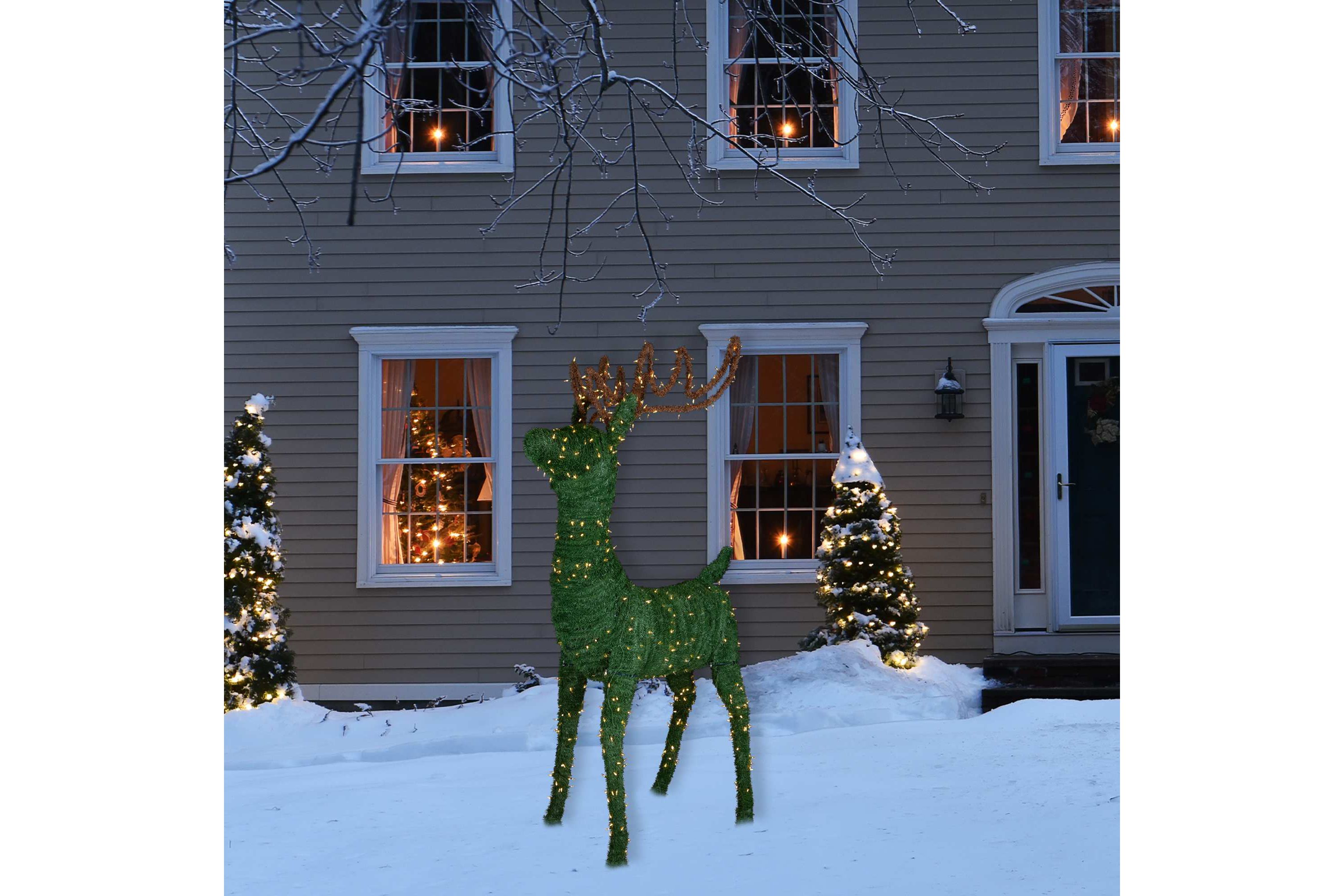 Lighted Commercial Standing Topiary Reindeer Outdoor Christmas Decoration - 6.5 - Warm White LED Lights