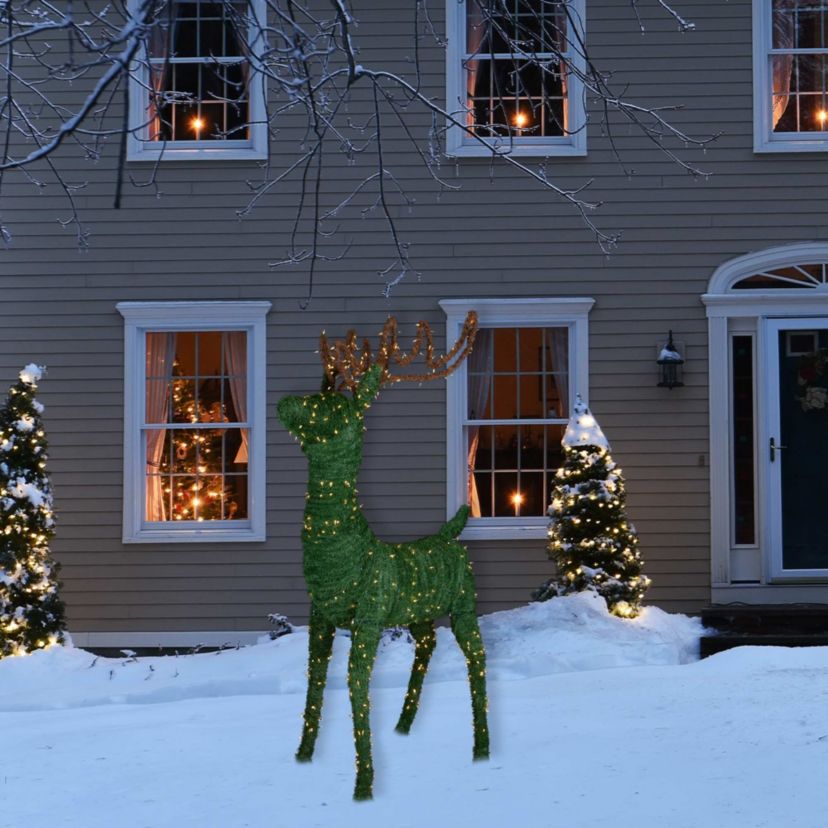 Lighted Commercial Standing Topiary Reindeer Outdoor Christmas Decoration - 6.5 - Warm White LED Lights