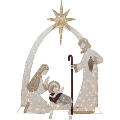 Northlight 6.75' LED Lighted Holy Family Nativity Scene Outdoor Christmas Decoration -  760182135686109