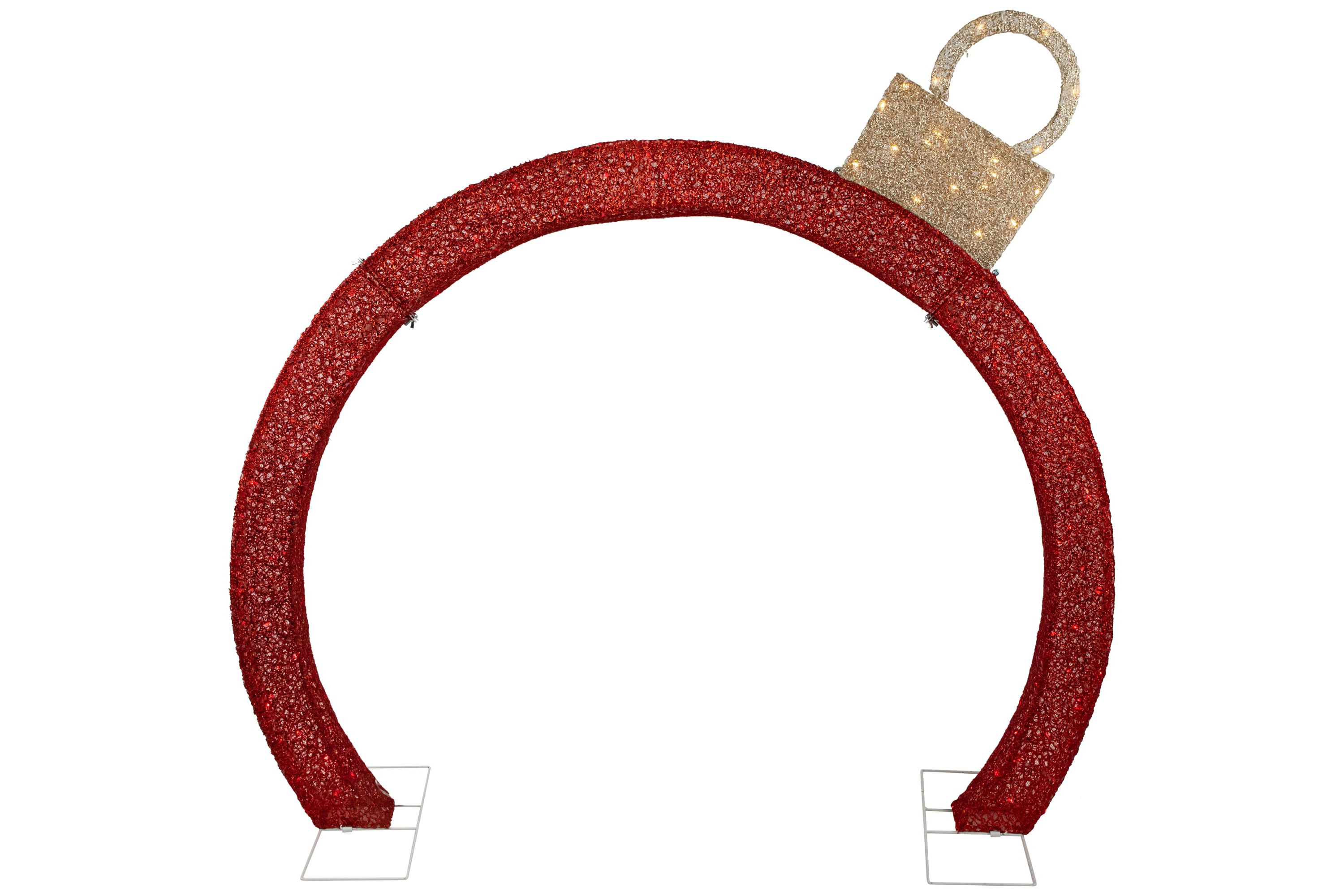 4.25 Red LED Lighted Ornament Arch Outdoor Christmas Decoration - Warm White Lights