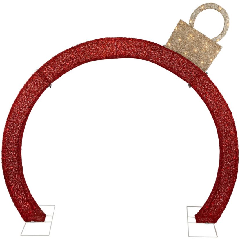 4.25 Red LED Lighted Ornament Arch Outdoor Christmas Decoration - Warm White Lights
