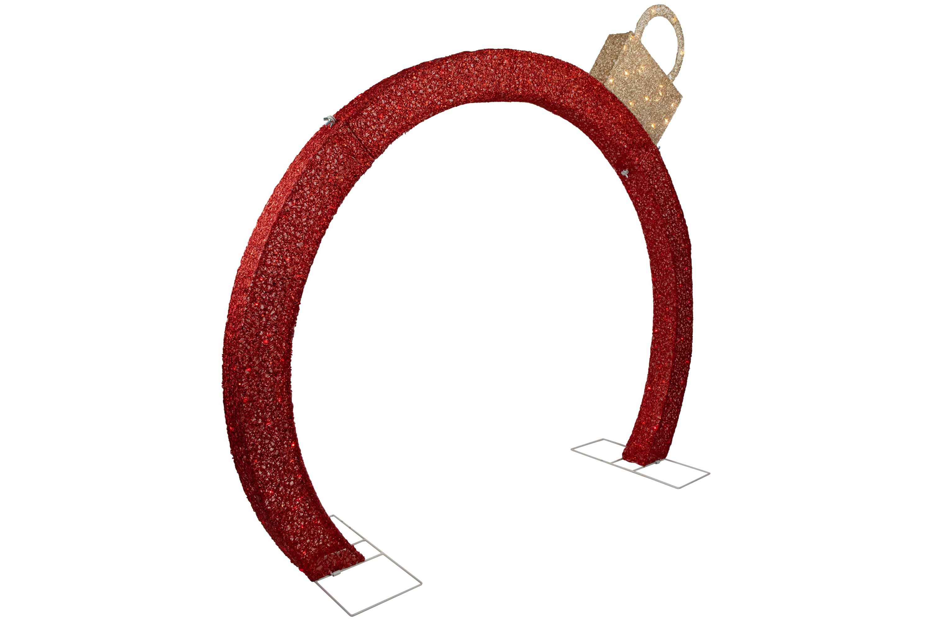 4.25 Red LED Lighted Ornament Arch Outdoor Christmas Decoration - Warm White Lights
