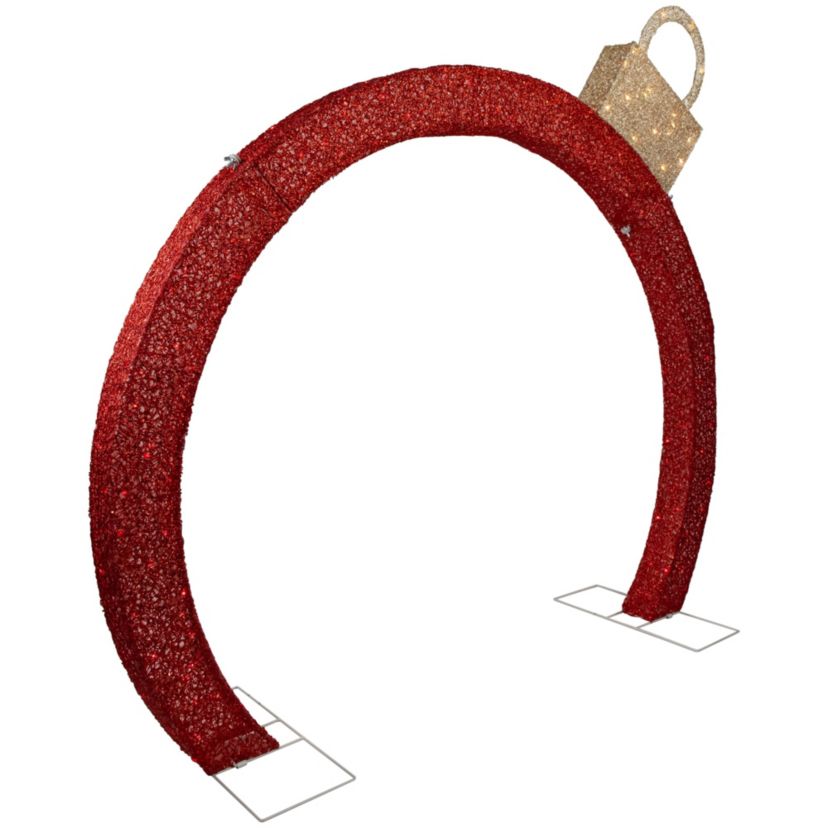 4.25 Red LED Lighted Ornament Arch Outdoor Christmas Decoration - Warm White Lights