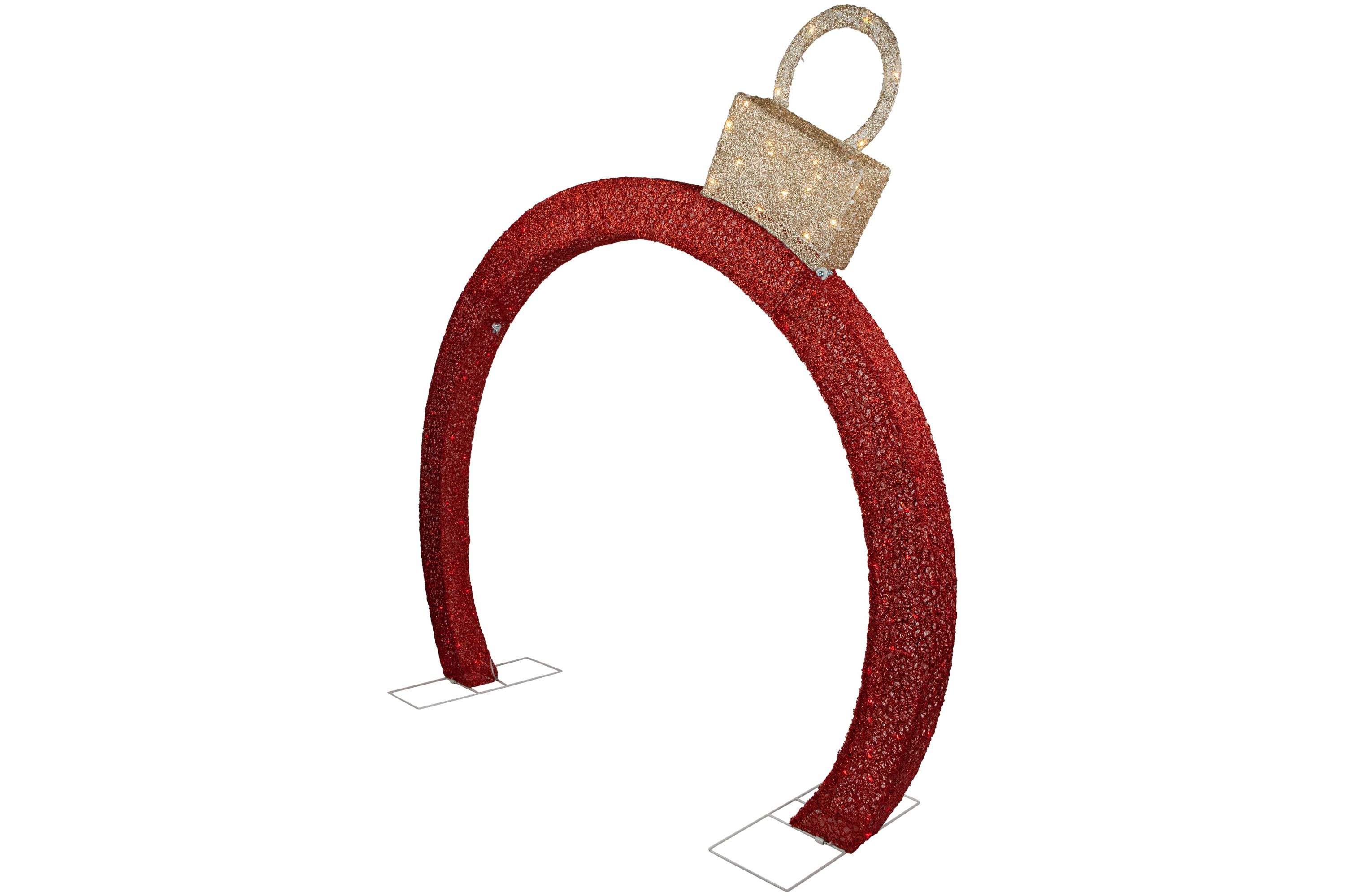 4.25 Red LED Lighted Ornament Arch Outdoor Christmas Decoration - Warm White Lights
