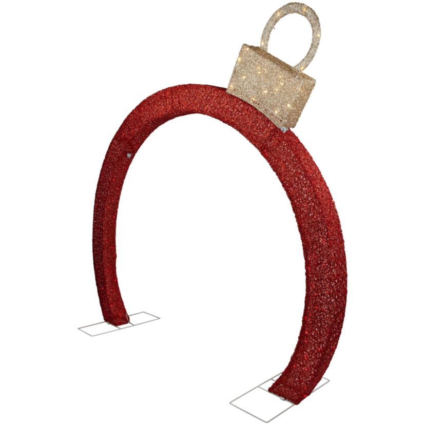 4.25 Red LED Lighted Ornament Arch Outdoor Christmas Decoration - Warm White Lights