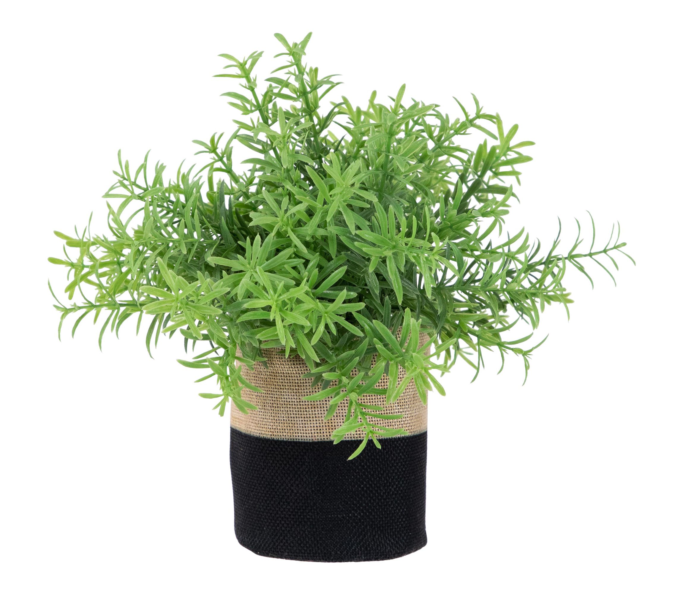 9" Green Leafy Artificial Spring Foliage in Fabric Covered Pot