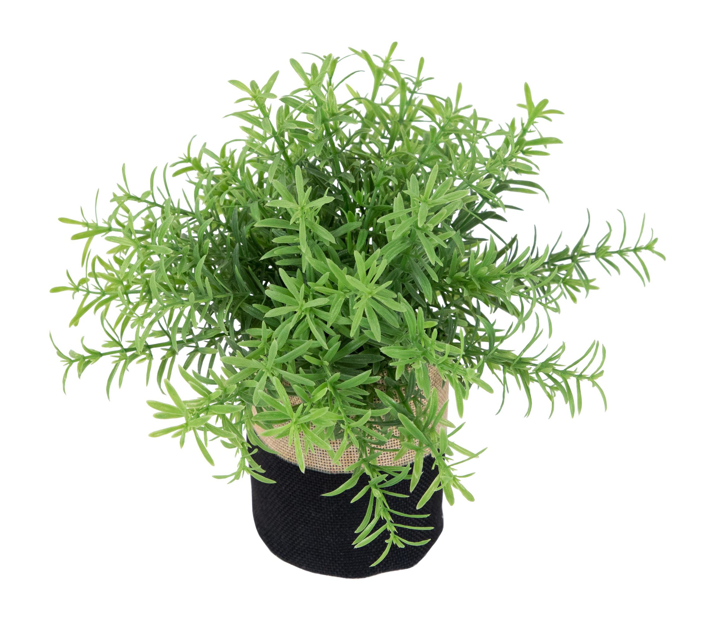 9" Green Leafy Artificial Spring Foliage in Fabric Covered Pot