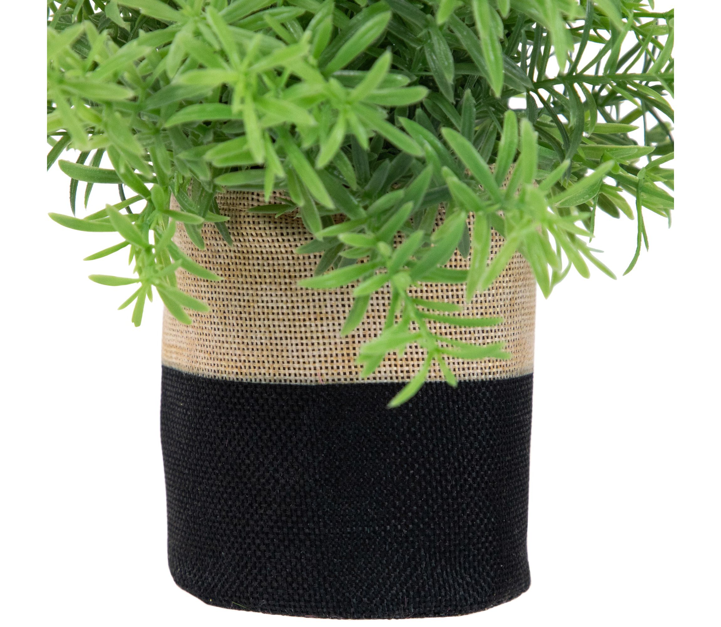 9" Green Leafy Artificial Spring Foliage in Fabric Covered Pot