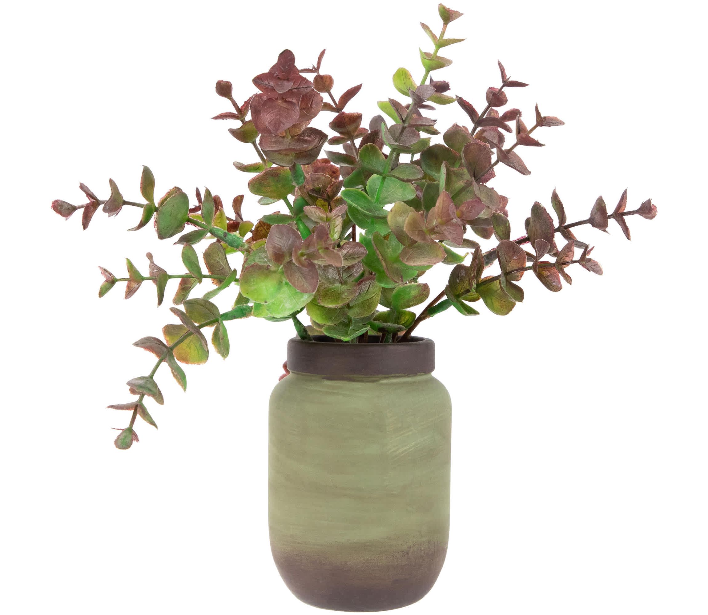 Real Touch™ Two-Toned Spring Eucalyptus Leaves Artificial Plant in Ceramic Pot 10"