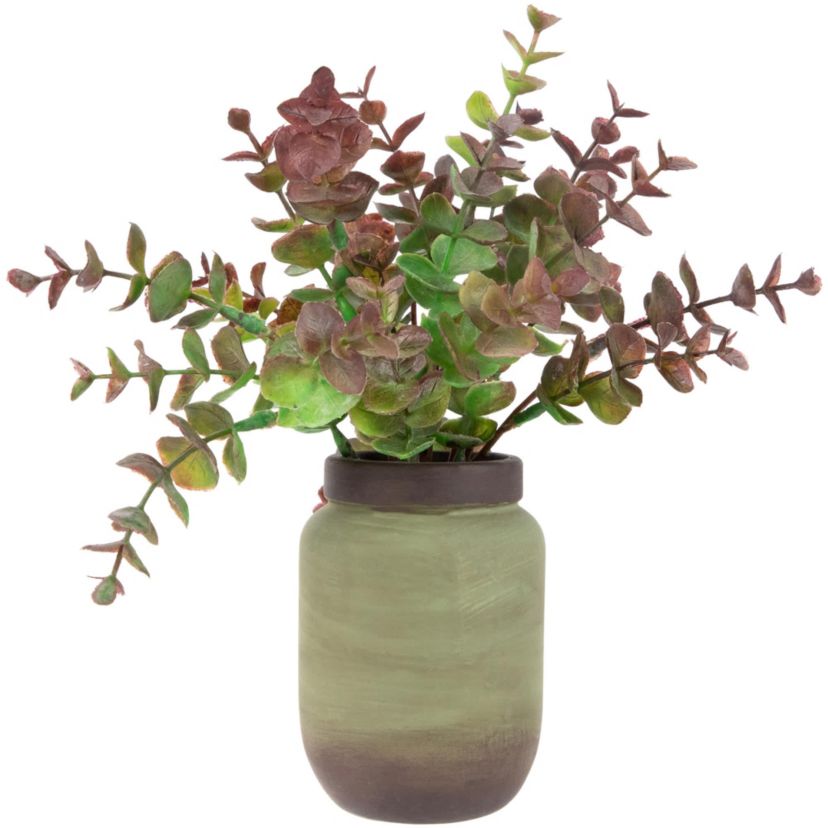 Real Touch™ Two-Toned Spring Eucalyptus Leaves Artificial Plant in Ceramic Pot 10"