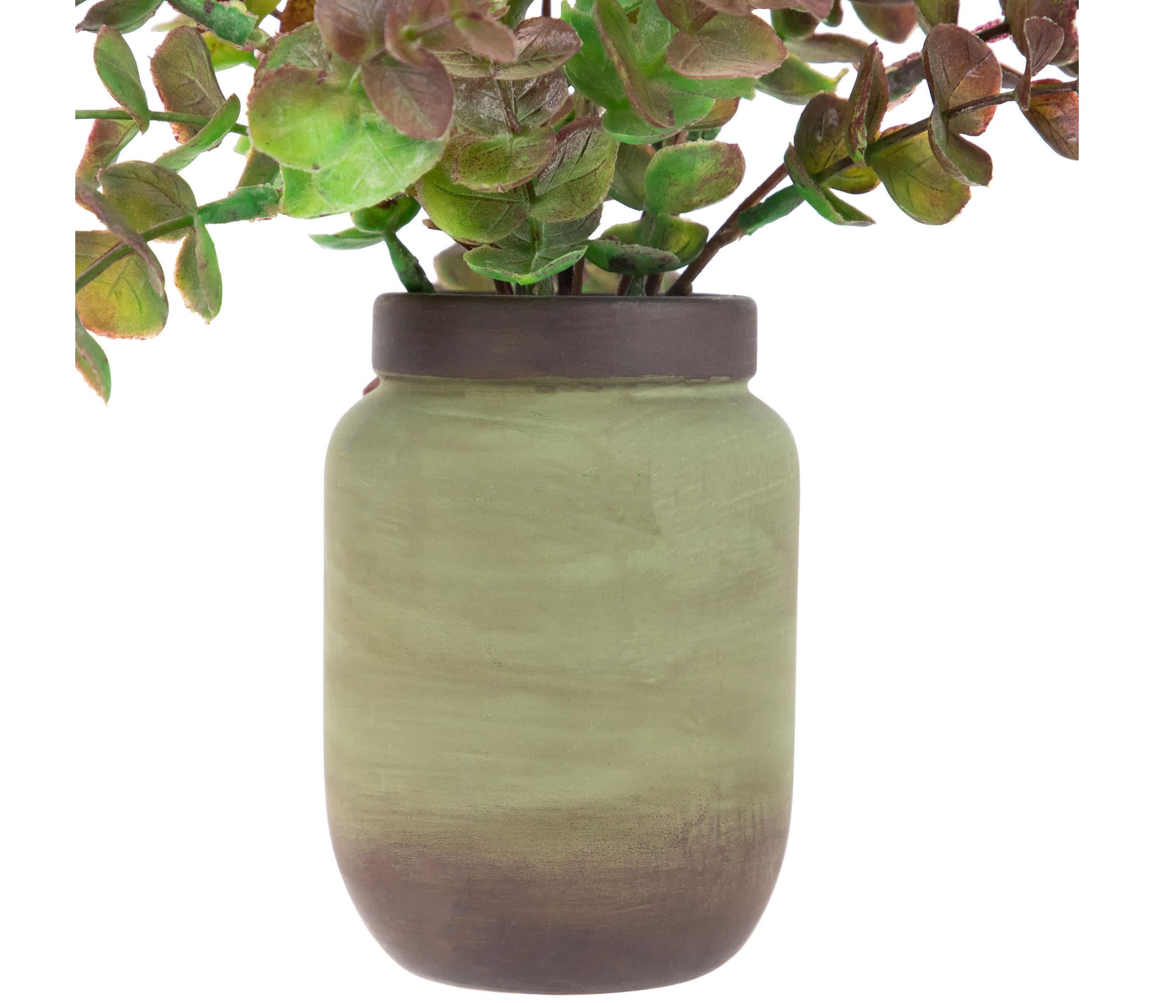 Real Touch™ Two-Toned Spring Eucalyptus Leaves Artificial Plant in Ceramic Pot 10"