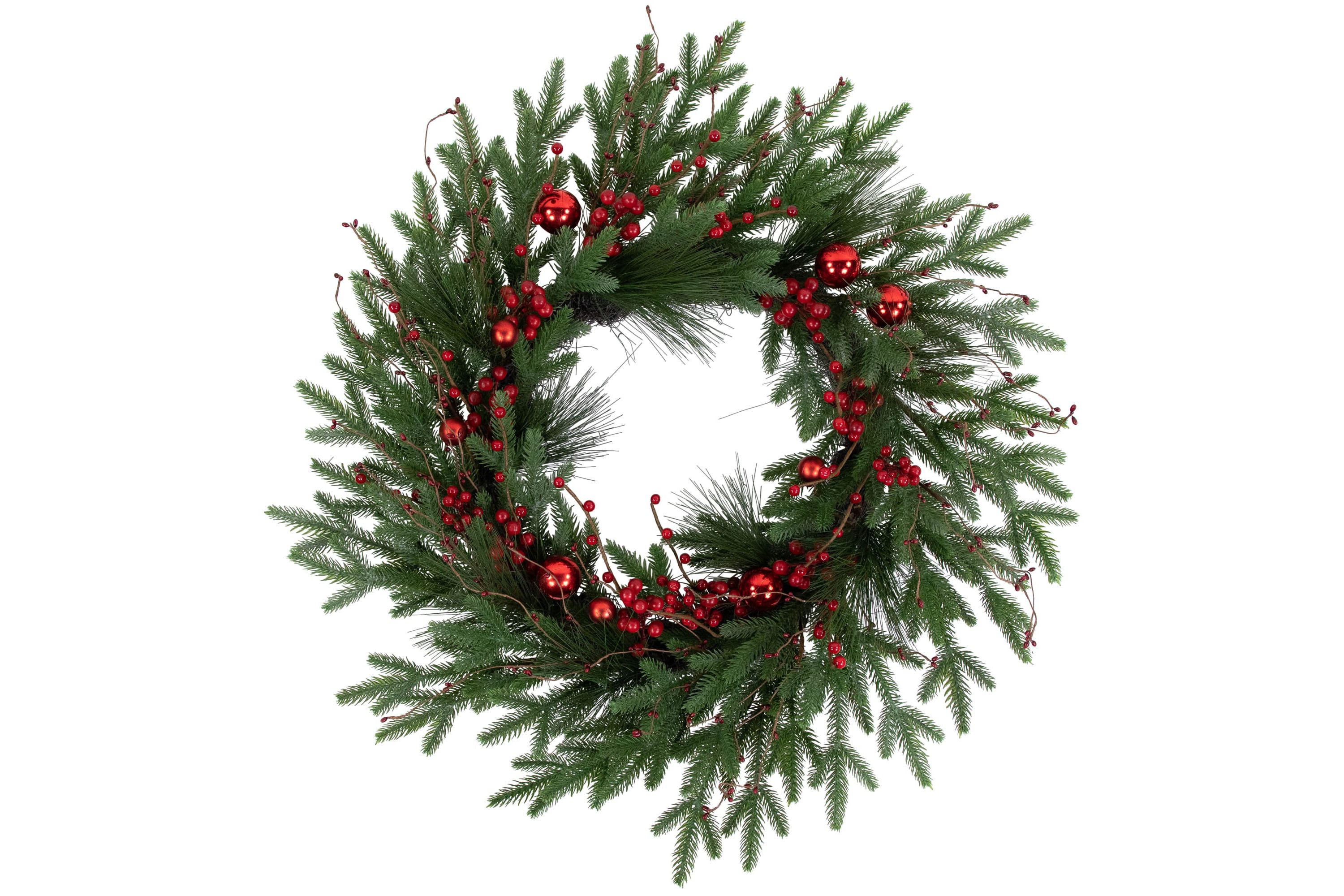 Real Touch™️ Berries and Pine Artificial Christmas Wreath  - 32" - Unlit