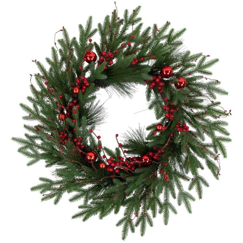 Real Touch™️ Berries and Pine Artificial Christmas Wreath  - 32" - Unlit
