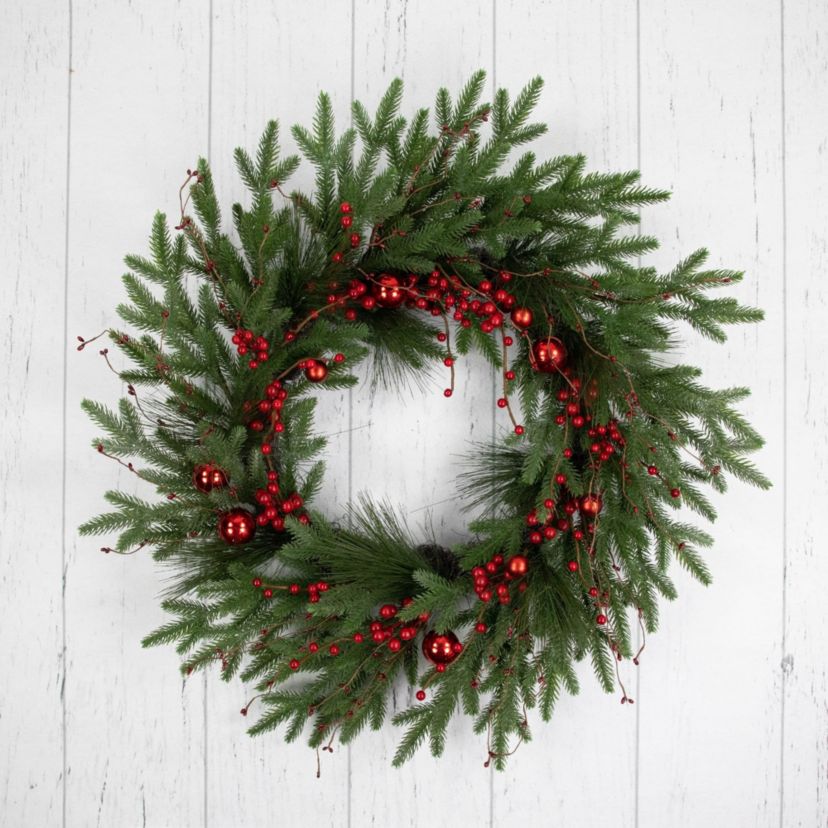 Real Touch™️ Berries and Pine Artificial Christmas Wreath  - 32" - Unlit