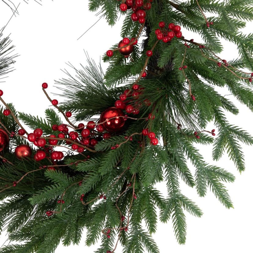Real Touch™️ Berries and Pine Artificial Christmas Wreath  - 32" - Unlit