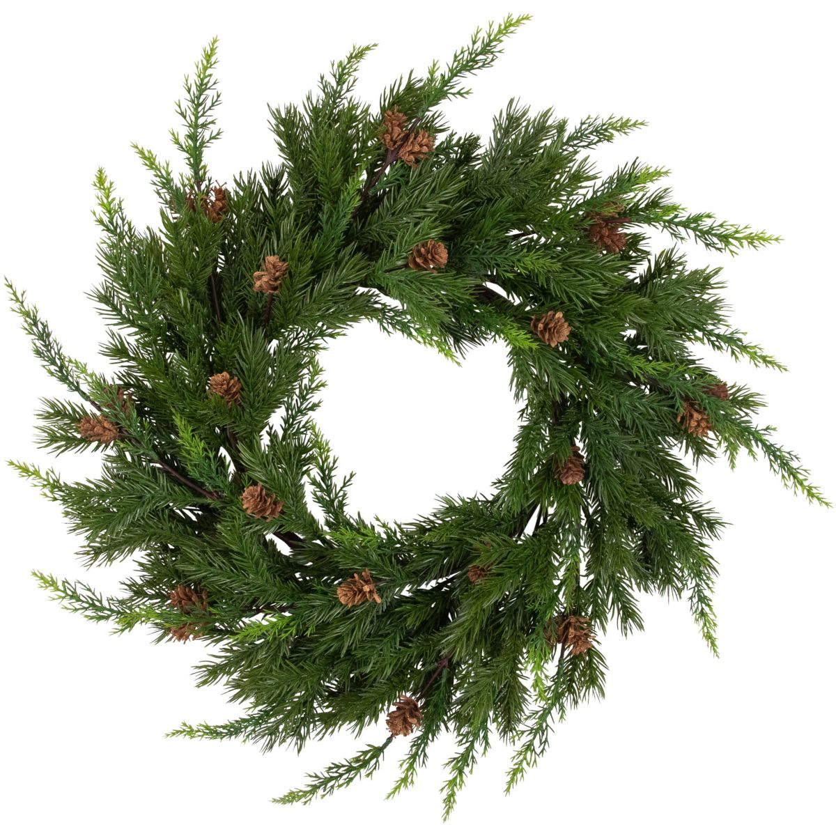 Cypress and Pine Cone Artificial Christmas Wreath 24-Inch - Unlit