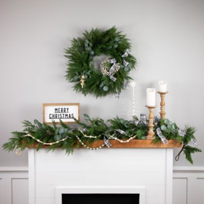 Eucalyptus and Mixed Pine Artificial Christmas Wreath  24-Inch - Unlit