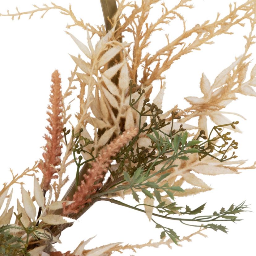 Fall Harvest Pale Roses with Foliage Artificial Wreath  24-Inch  Unlit