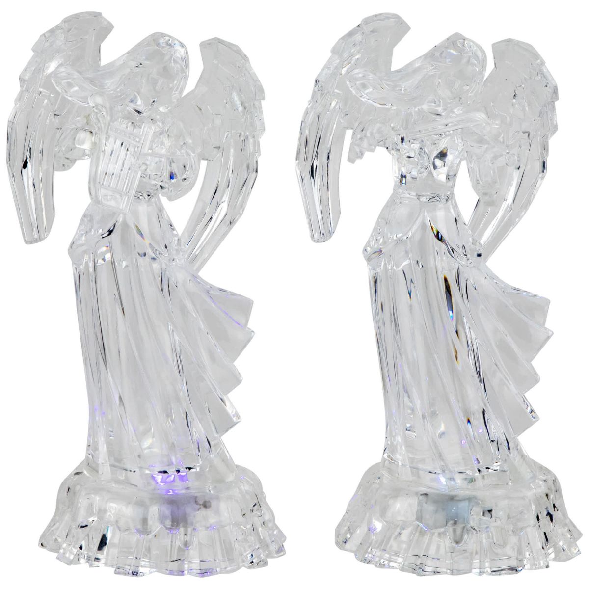 LED Lighted Color Changing Angel Acrylic Christmas Decorations - 9" - Set of 2